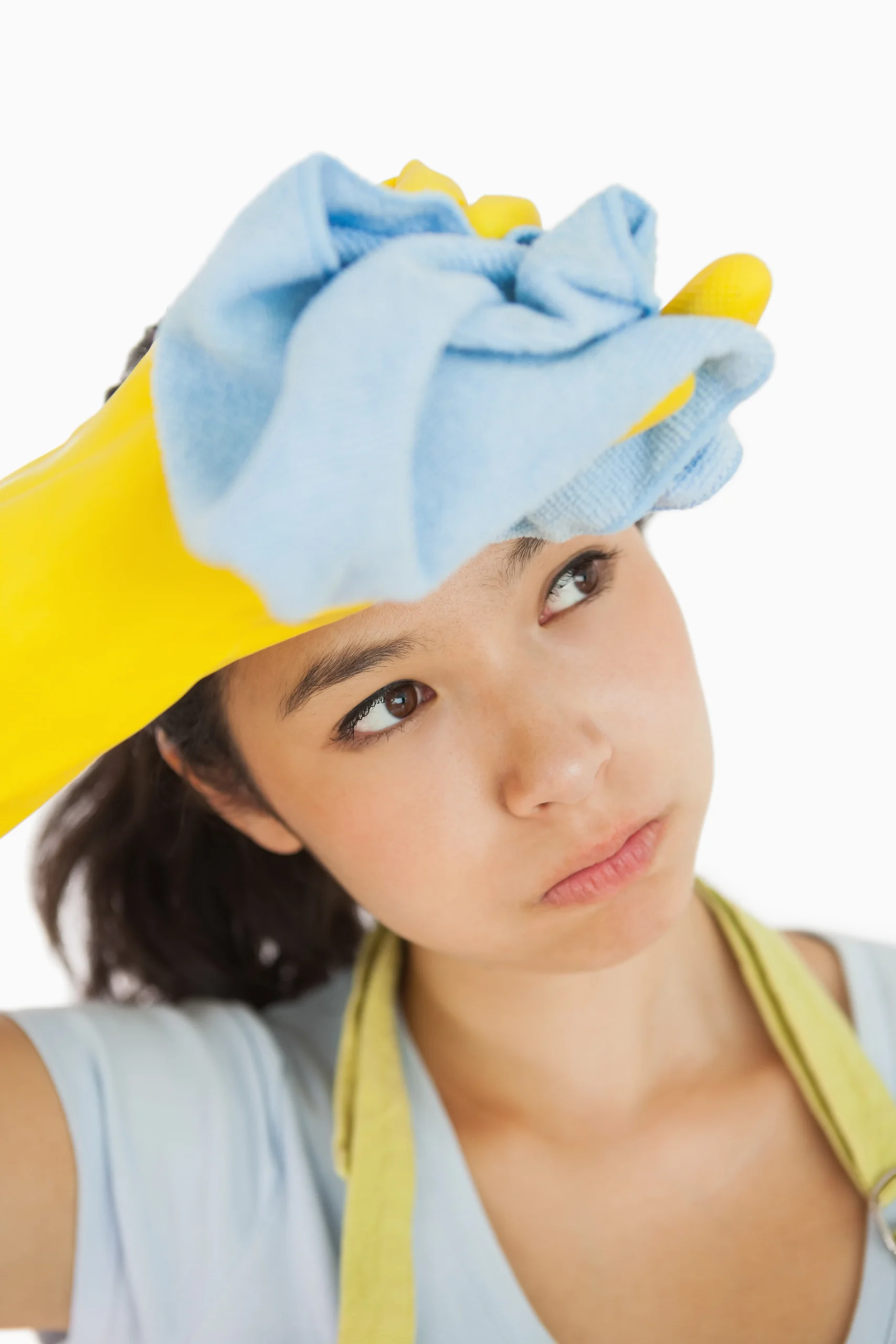 Woman tired dishwashing manually